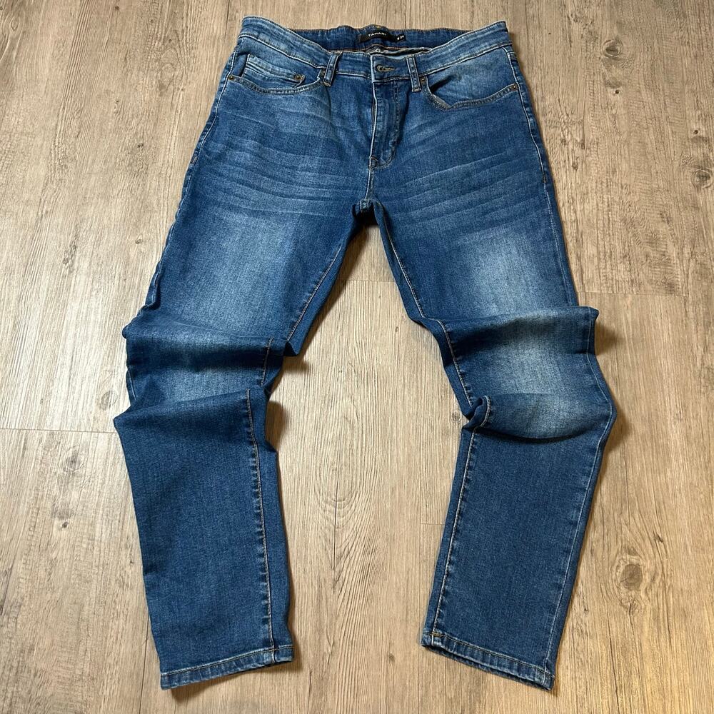 New Tahari Seriously Soft Skinny Jeans Men's 34 W Dark Blue Stretch Denim
